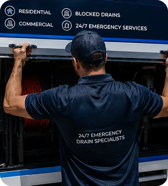 A licensed Eastwood plumber at the service van